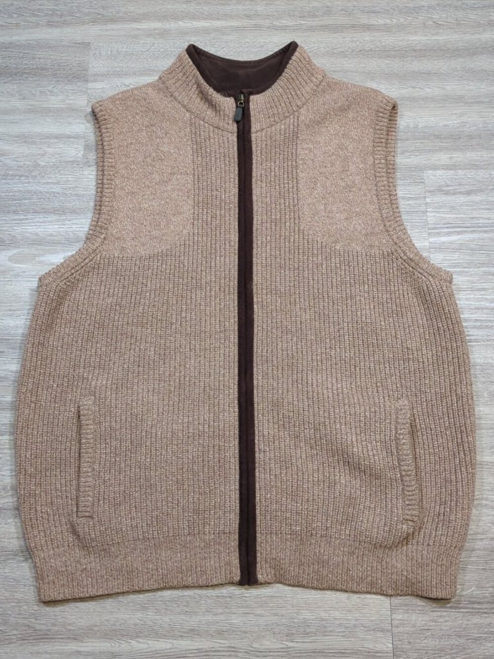 LL Bean Waterfowl Lambs Wool Vest Men's XL Regular Brown Full Zip